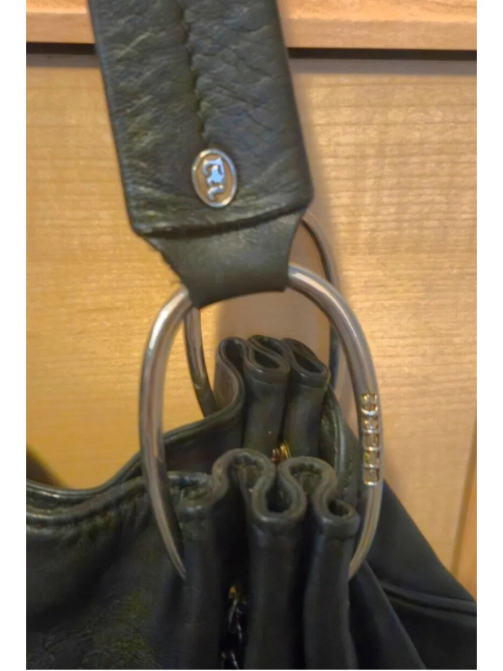Juicy Couture Y2K Black Genuine Leather Pleated Hobo Handbag